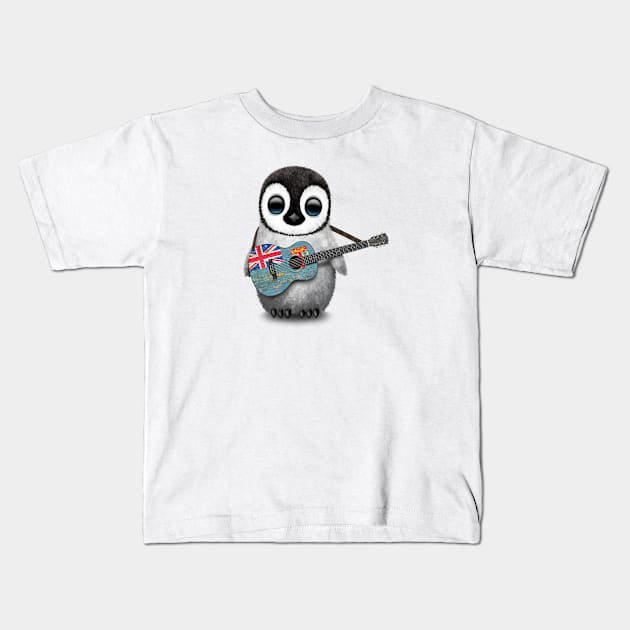 Baby Penguin Playing Fiji Flag Guitar Kids T-Shirt by jeffbartels